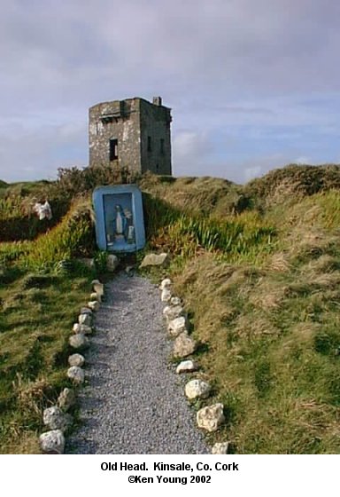 This is a photo I took of a small shrine and wrecked tower at Old Head Kinsale Co. Cork There are no links to or from this image. &copy;2002 - Ken Young