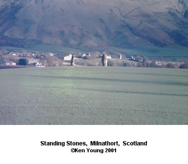The Orwell Standing Stones. Milnathort, Scotland. There are no links to or from this image. &copy;2001 - Ken Young
