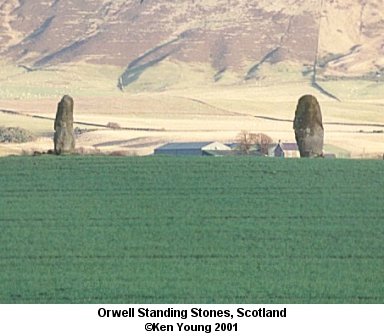 The Orwell Standing Stones. Milnathort, Scotland. There are no links to or from this image. &copy;2001 - Ken Young