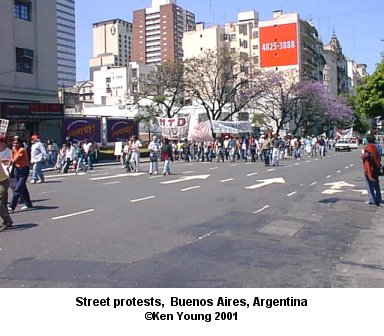 Street protests, Buenos Aires, Argentina. There are no links to or from this image. &copy;2001 - Ken Young